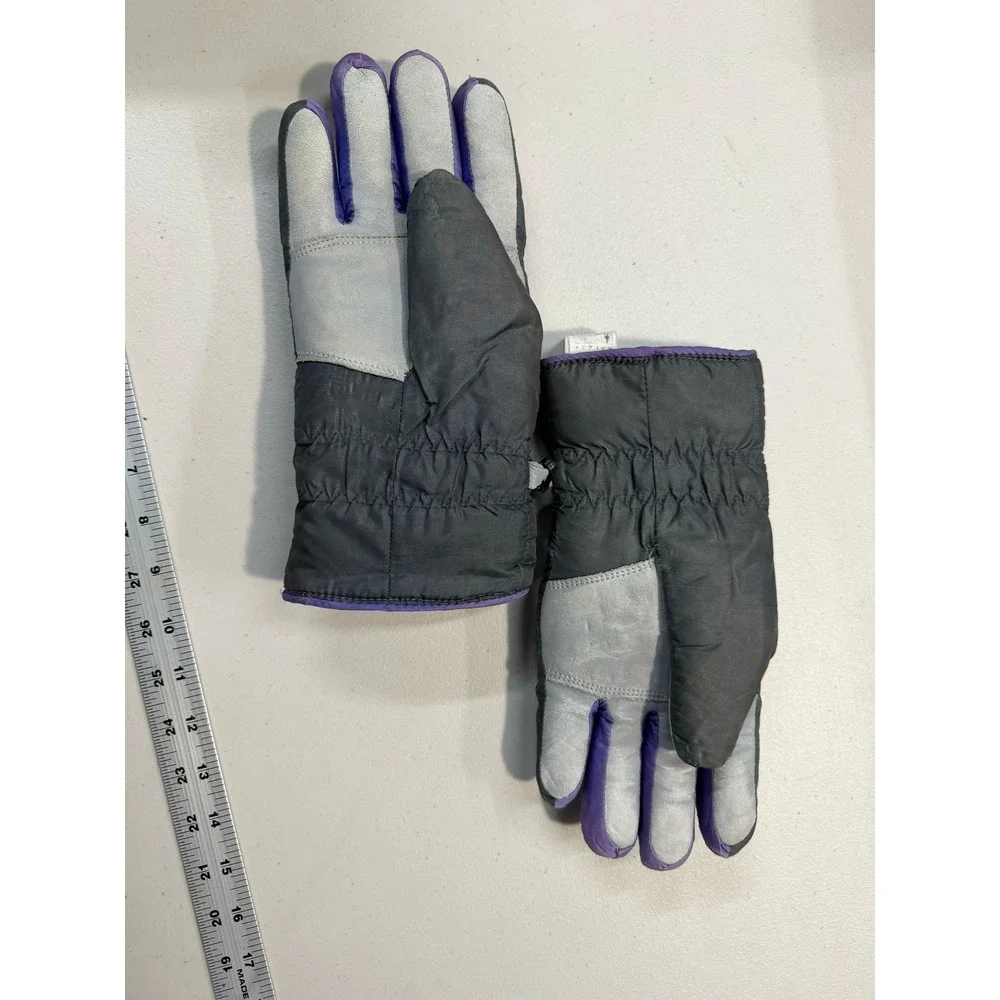 Salomon SG 700 Club Graphite Vintage Ski Gloves Grey Purple Neon‎ XS Retro 90s
